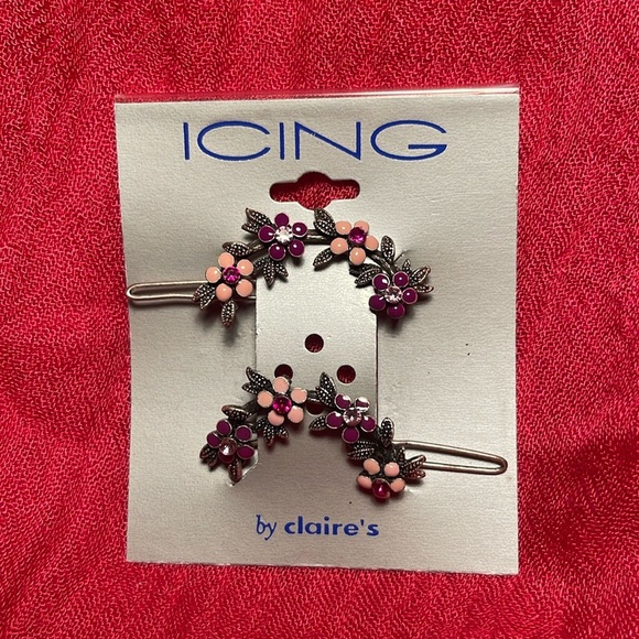 Icing Pink and Plum with Red Rhinestones Barretts - Picture 1 of 2